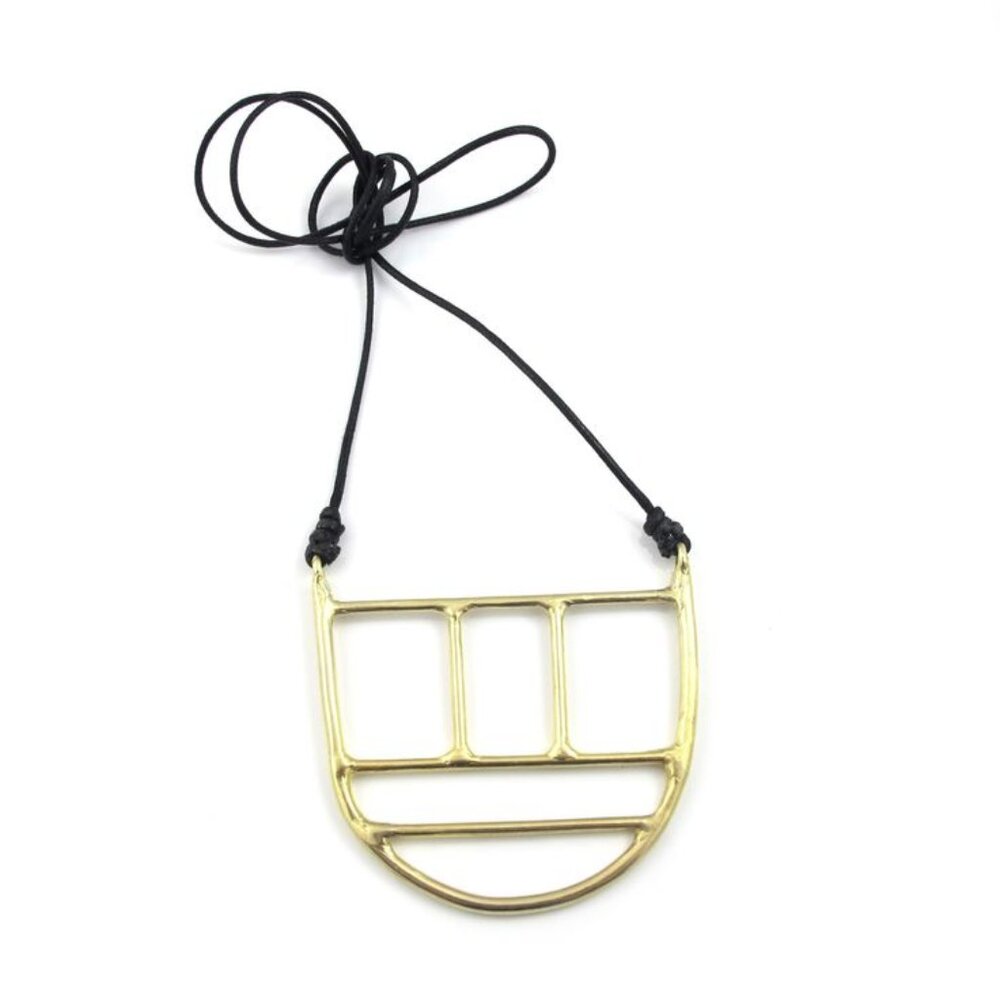 Goldeluxe Oversized Linear Pendant in brass